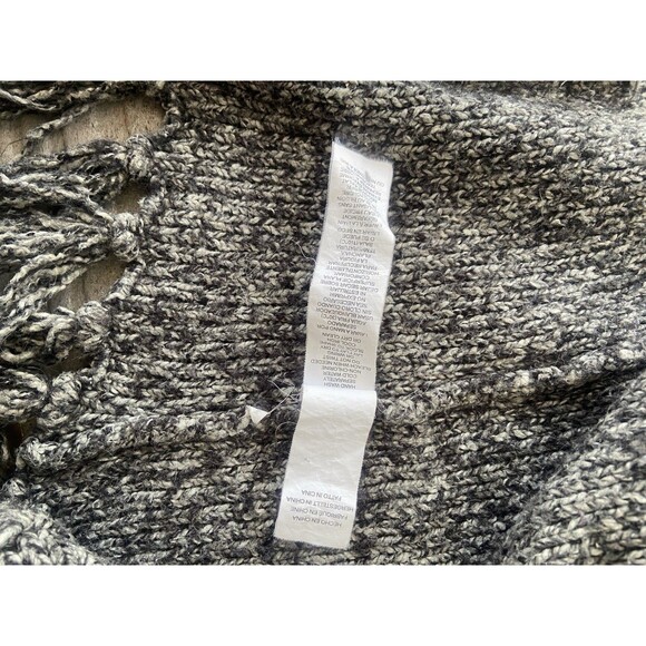 Kensie Grey Marled Fringe Knit Open Front Cardigan Sweater L Asymmetrical - Picture 11 of 15